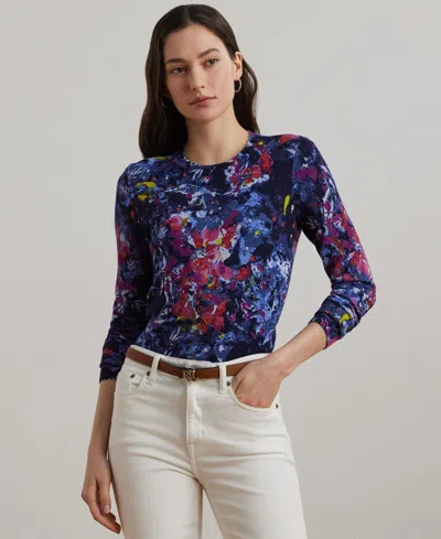 RALPH LAUREN WOMEN'S PRINT COTTON-BLEND SWEATER