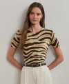 Ralph Lauren Women's Print Linen-cotton Short-sleeve Sweater In Multi