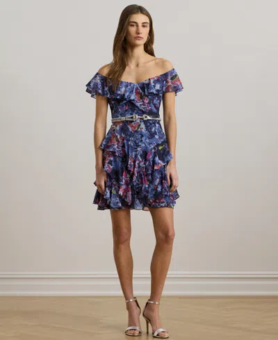 Ralph Lauren Women's Print Off-the-shoulder Cocktail Dress