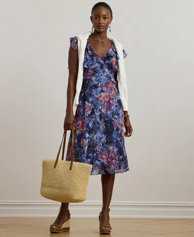 Ralph Lauren Women's Print Ruffle-trim Georgette Midi Dress