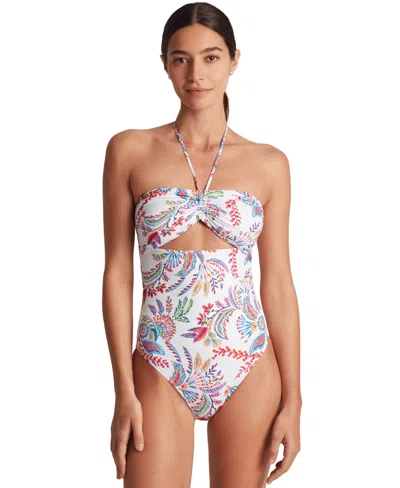 Ralph Lauren Women's Printed Cutout Bandeau One-piece Swimsuit