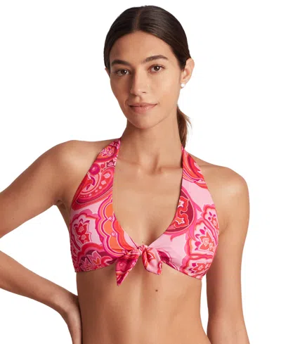 RALPH LAUREN WOMEN'S PRINTED TIE-FRONT V-NECK BIKINI TOP
