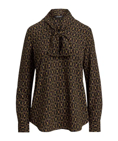 Ralph Lauren Women's Real Leather Long-sleeve Blouse In Black