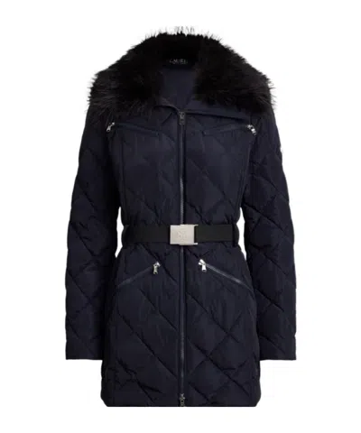Ralph Lauren Belted Quilted Coat In Blue
