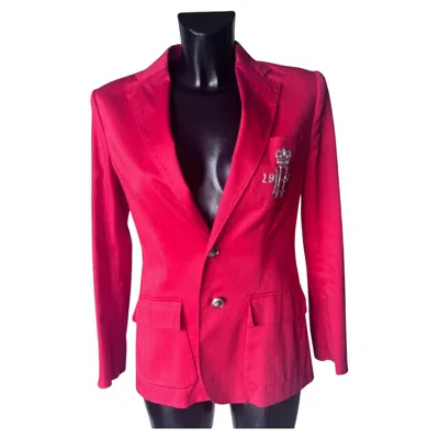 Pre-owned Ralph Lauren Women's Red Blazer With Embroidered Coat Of Arms "1967" , Very Good Condition