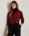 Ralph Lauren Women's Relaxed Fit Checked Plaid Shirt In Red