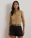 Ralph Lauren Plus Size Relaxed-fit Featherweight Cotton Shirt In Brown