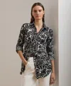 Ralph Lauren Relaxed Fit Floral Linen Shirt In Cream,black