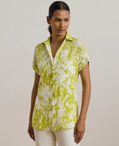 Ralph Lauren Women's Relaxed-fit Floral Linen Short-sleeve Shirt