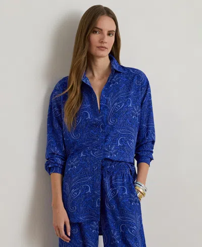 Ralph Lauren Women's Relaxed Fit Paisley Crepe Shirt In Blue