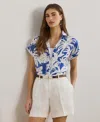 Ralph Lauren Womens Relaxed Fit Print Short Sleeve Shirt Pxs 3x In Multi