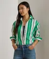Ralph Lauren Women's Relaxed Fit Striped Broadcloth Shirt In Green
