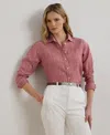 Ralph Lauren Womens Relaxed Fit Striped Linen Shirt P Xs 3x In Brown
