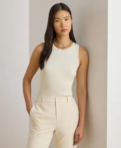 Ralph Lauren Rib-knit Sleeveless Sweater In Mascarpone Cream In Neutral