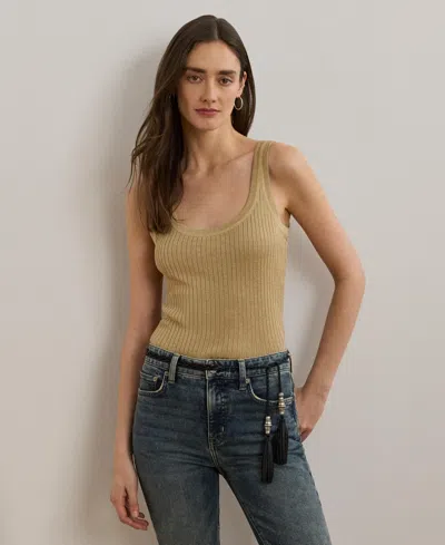Ralph Lauren Women's Rib-knit Linen-blend Sweater Tank Top In Brown