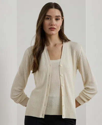 Ralph Lauren Women's Rib-knit Linen-blend V-neck Cardigan