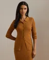 Ralph Lauren Womens Rib Knit Long Sleeve Polo Cardigan Sweater Xs 3x In Brown