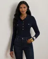 Ralph Lauren Women's Rib-knit Long-sleeve Polo Sweater In Blue