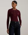 Ralph Lauren Women's Rib-knit Long-sleeve Polo Sweater In Brown