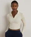 Ralph Lauren Rib-knit Long-sleeve Polo Top In White