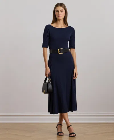 Ralph Lauren Women's Rib-knit Stretch Cotton Midi Dress