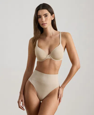 Ralph Lauren Women's Ribbed Elastic Waist Thongs In Nude