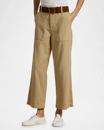 Ralph Lauren Women's Ricky Ankle Flat Front Pant In Khaki In Brown