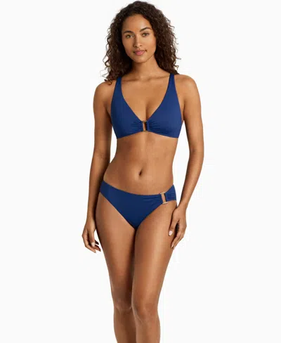 Ralph Lauren Women's Ring Over The Shoulder V-neck Bikini Top In Blue