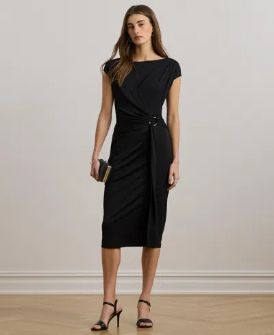 Ralph Lauren Women's Ring-trim Jersey Cap-sleeve Dress In Black