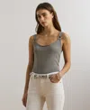 Ralph Lauren Women's Ring-trim Metallic Sweater Tank Top In Gray