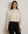 Ralph Lauren Women's Ruffle Detail Tie-neck Blouse In Neutral