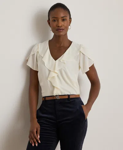 Ralph Lauren Women's Ruffle-trim Georgette Blouse In Neutral
