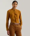 Ralph Lauren Womens Ruffle Trimmed Georgette Tunic P Xs Xxl In Brown