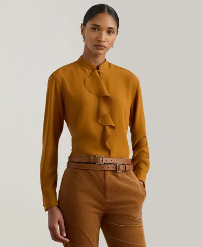 RALPH LAUREN PETITE RUFFLE-TRIMMED TUNIC
