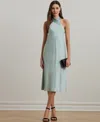 Ralph Lauren Women's Satin Charmeuse Halter Cocktail Dress In Aqua Pearl