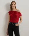 Ralph Lauren Satin Charmeuse Off-the-shoulder Blouse In Red