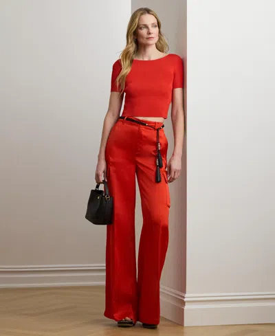 Ralph Lauren Women's Satin Charmeuse Wide-leg Cargo Pants