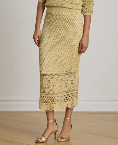 Ralph Lauren Womens Scallop Hem A Line Midi Pencil Skirt In Multi