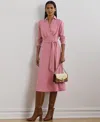 Ralph Lauren Women's Self-belt Long-sleeve Surplice Georgette Midi Dress In Pink