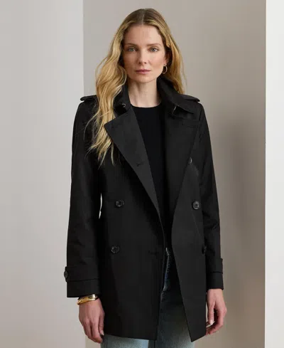 Ralph Lauren Women's Short Belted Trench Coat In Black