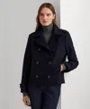 Ralph Lauren Women's Short Double-breasted Wool Coat In Blue
