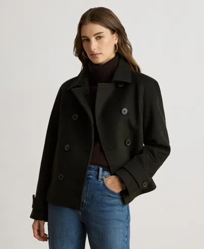 Ralph Lauren Women's Short Double Breasted Wool Coat In Black