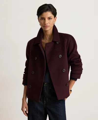 Ralph Lauren Women's Short Double Breasted Wool Coat In Brown