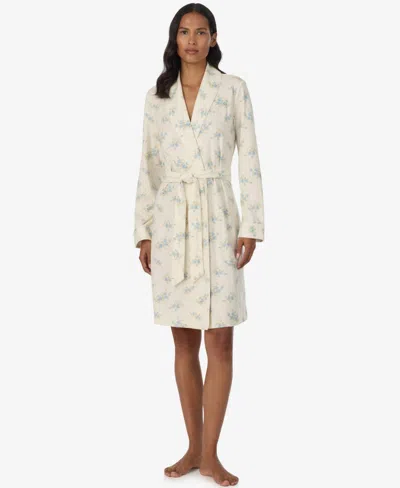 Ralph Lauren Women's Short Shawl Collar Robes In Blue Floral