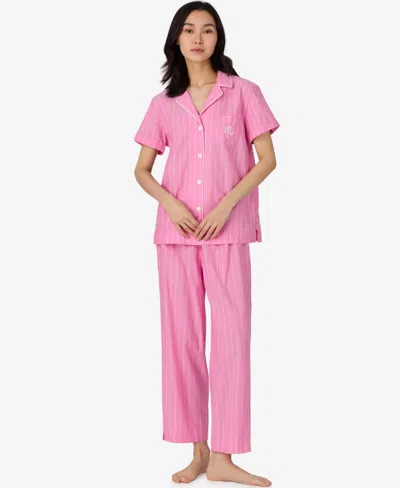 Ralph Lauren Women's Short Sleeve Notch Collar Capri Pant Pajama Set