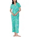 Ralph Lauren Women's Short-sleeve Notch-collar Cropped Pajama Set