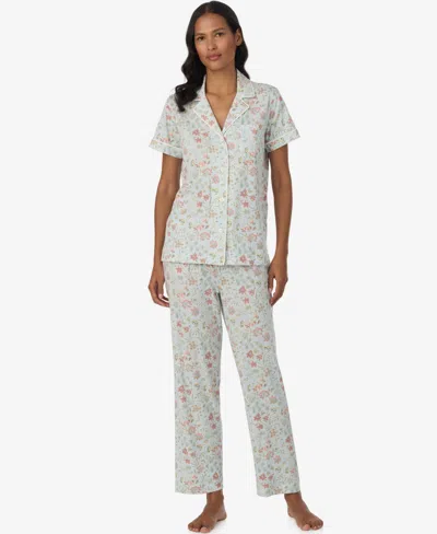 Ralph Lauren Women's Short-sleeve Shirt & Pants, 2-piece Pajama Set In Blue