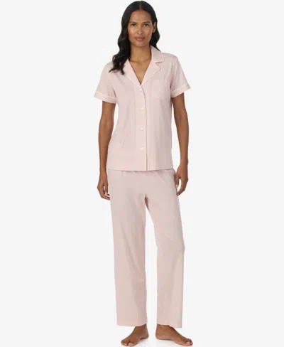 Ralph Lauren Women's Short-sleeve Shirt & Pants, 2-piece Pajama Set In Pink