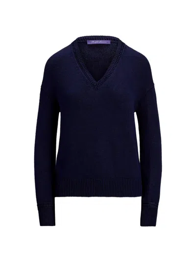 Ralph Lauren V-neck Knitted Sweater In Blue