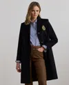 Ralph Lauren Crest-patch Wool-blend Coat In Blue